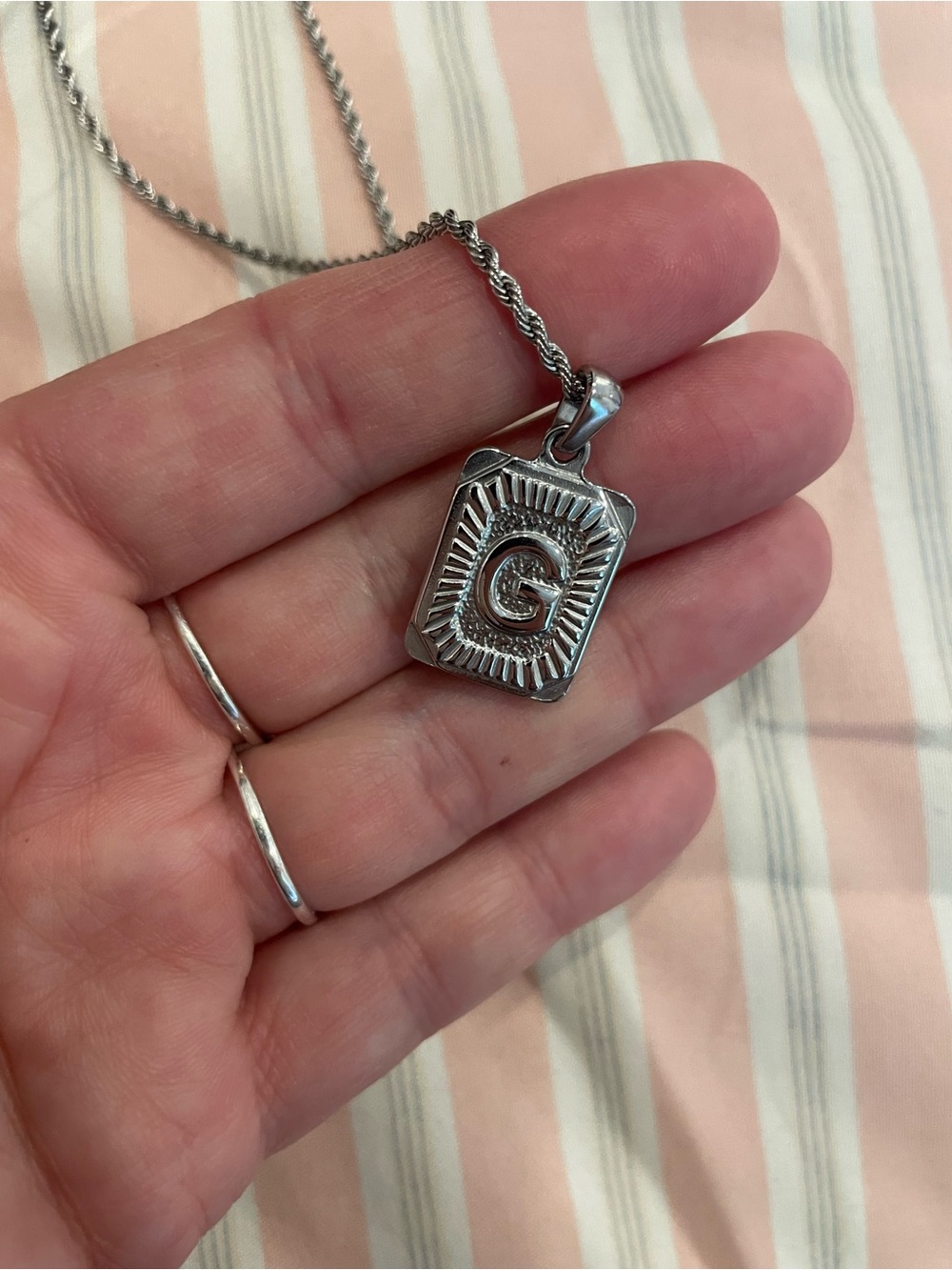 Silver 'G' Initial Pendant Necklace - Women Jewelry